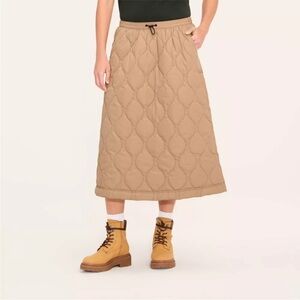 NWT Woolrich x Target Collab Quilted Midi A-Line Skirt Khaki / Tan size Large